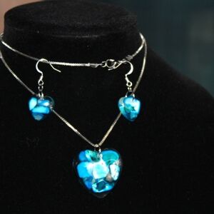 Ladies resin earnings and pendant.